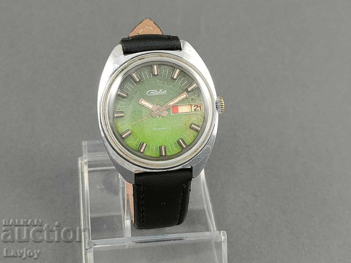 ☭  Слава ☭ Slava***   ретро модел зелен циферблат