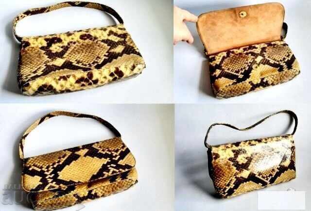 Κλασική τσάντα από δέρμα φιδιού πύθωνα - 5