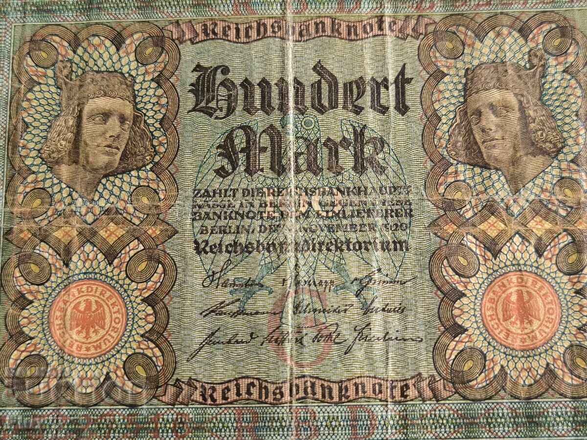 Райх банкнота - Германия - 100 марки | 1920г. с цена 7.50 лв. | € 3.83