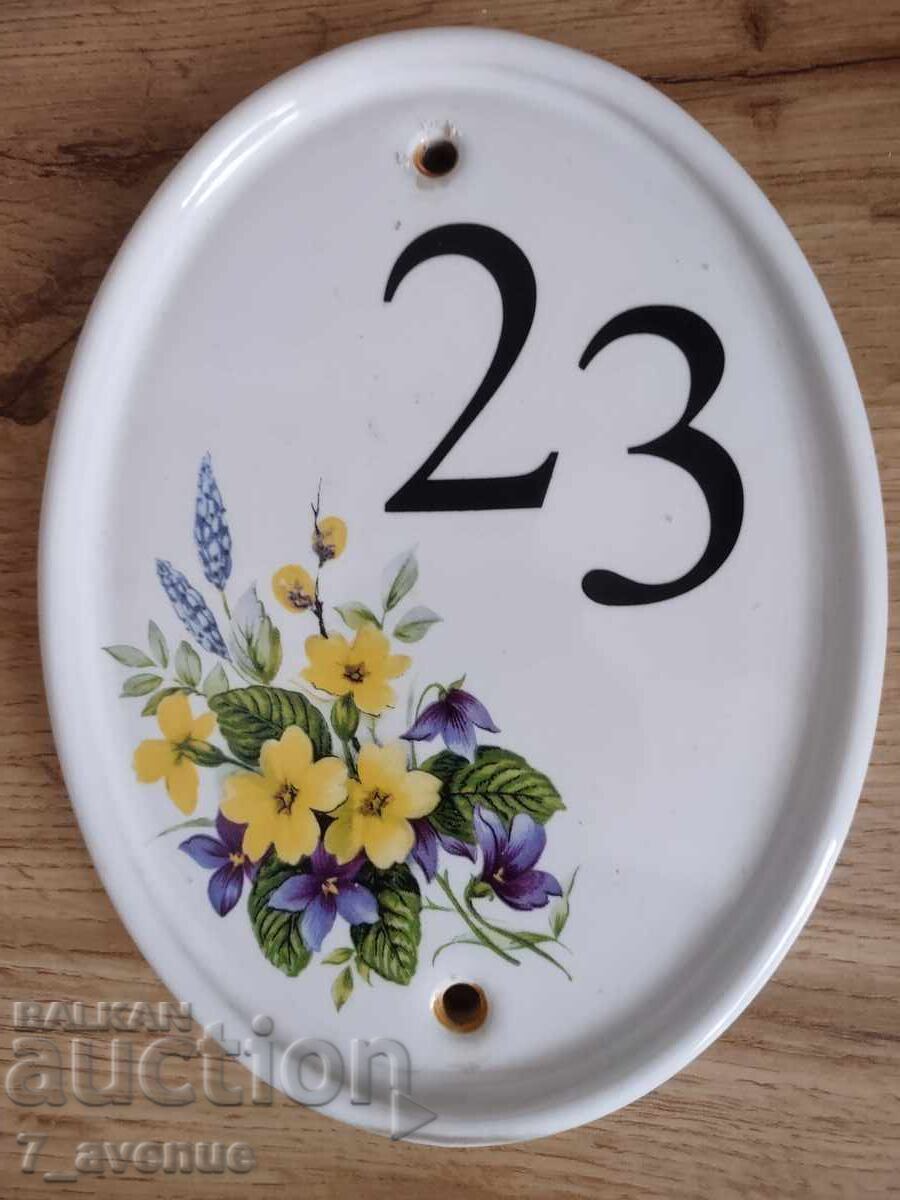 Αριθμός πόρτας 23, για σπίτι, από πορσελάνη., 6.04.25 με τιμή 49.00 BGN | € 25.05