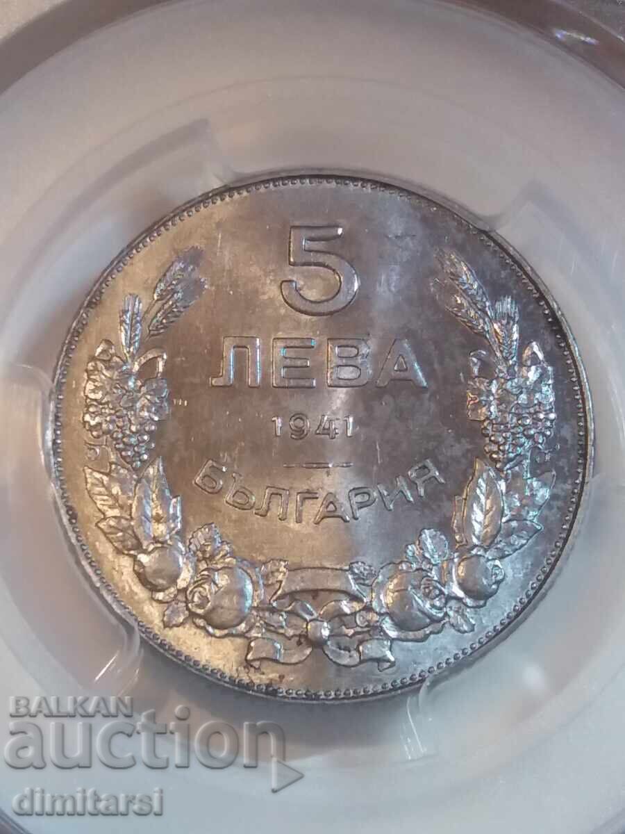 5 Leva 1941 MS63 PCGS