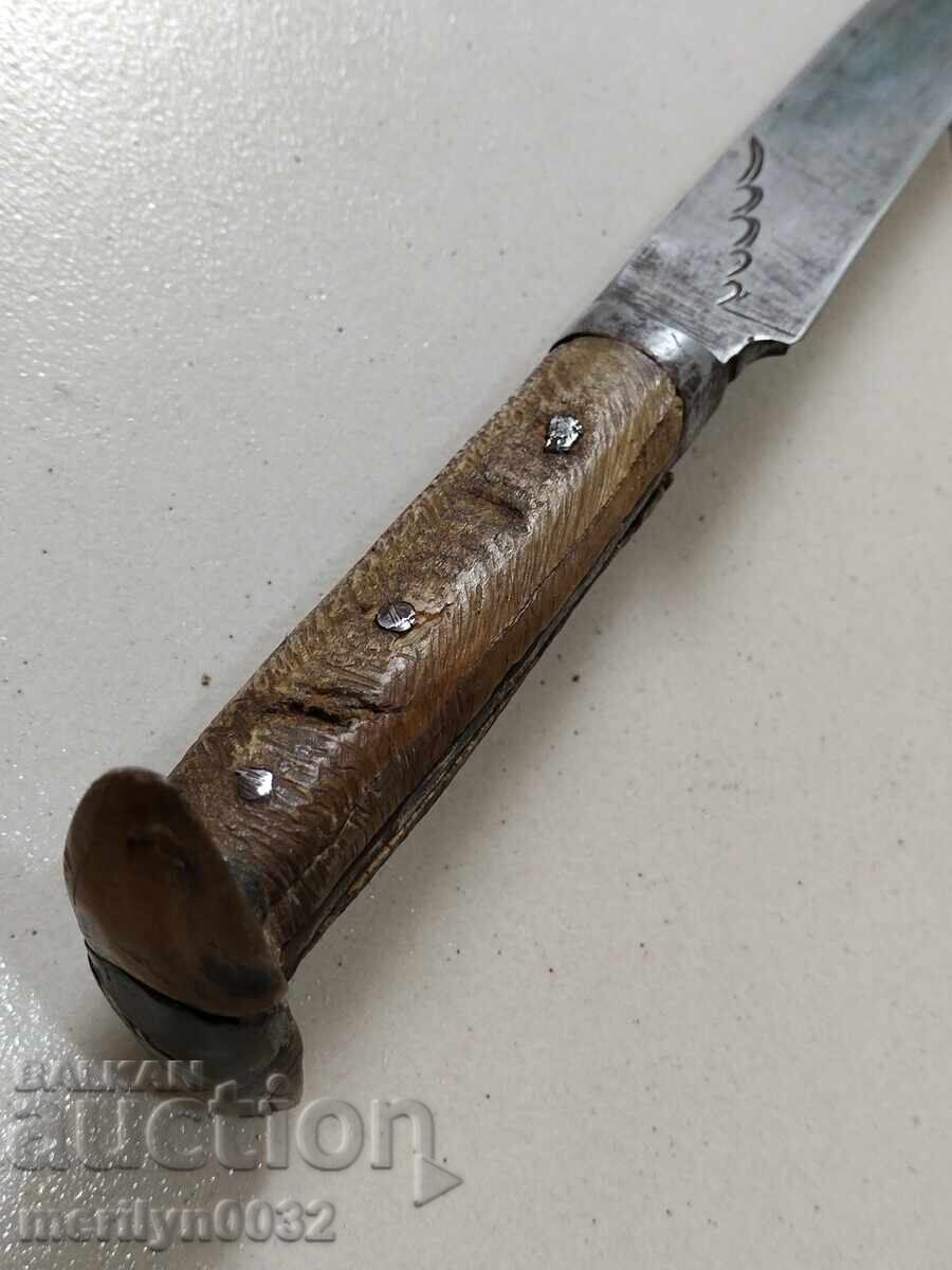 Iatagan turcesc datat, karakulak, cuțit mare cu mânere din corn - 5 Iatagan turcesc datat, karakulak, cuțit mare cu mânere din corn - 5