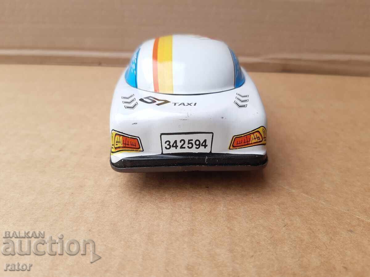 Old tin car, taxi, toy. Works - 5