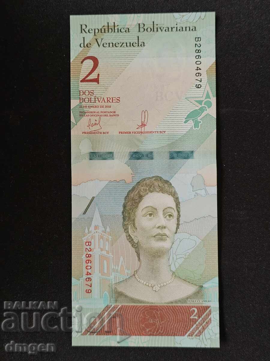 2 Venezuela Bolivar 2018 UNC