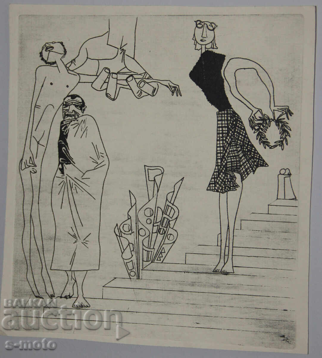 Auction  Ivan Gazdov Graphics Drypoint Figure