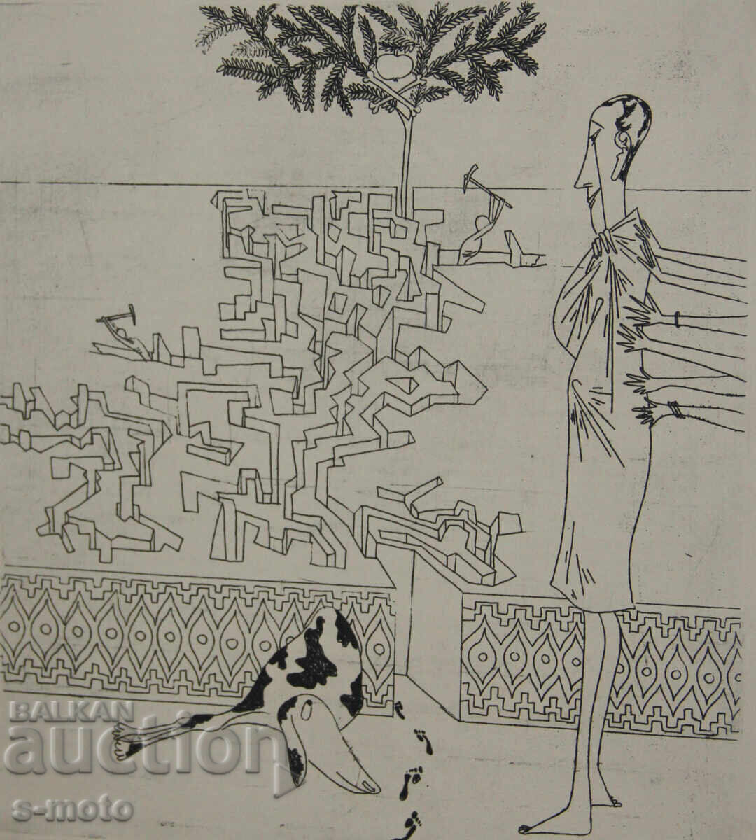 Γραφικά του Ιβάν Γκάζντοφ με ξηρή χάραξη, φιγούρες