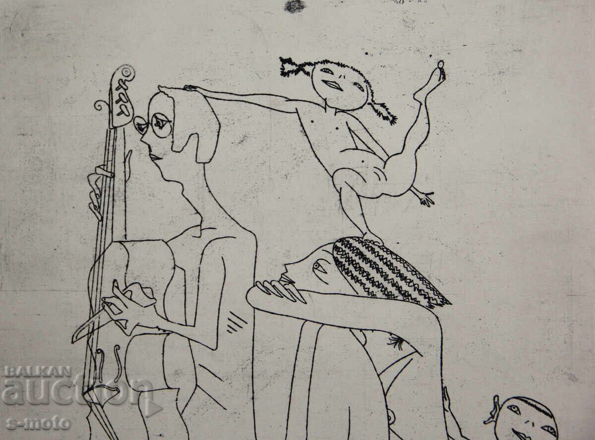 Grafică Ivan Gazdov, gravură în tehnica acului uscat, figuri - 5
