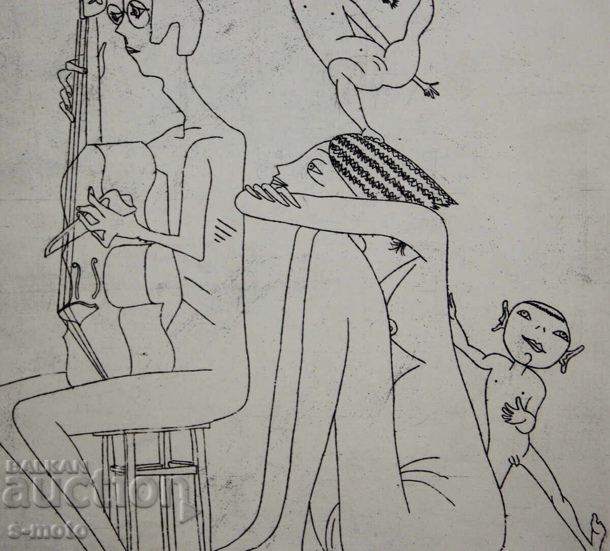 Grafică Ivan Gazdov, gravură în tehnica acului uscat, figuri - 6