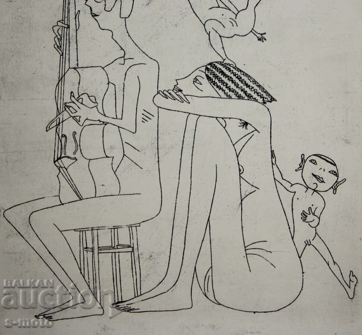 Grafică Ivan Gazdov, gravură în tehnica acului uscat, figuri - 7