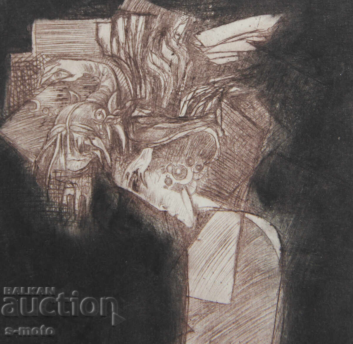 Γραφικά της Νέλι Σαντέβα με ξηρή χάραξη, πορτρέτο - 5