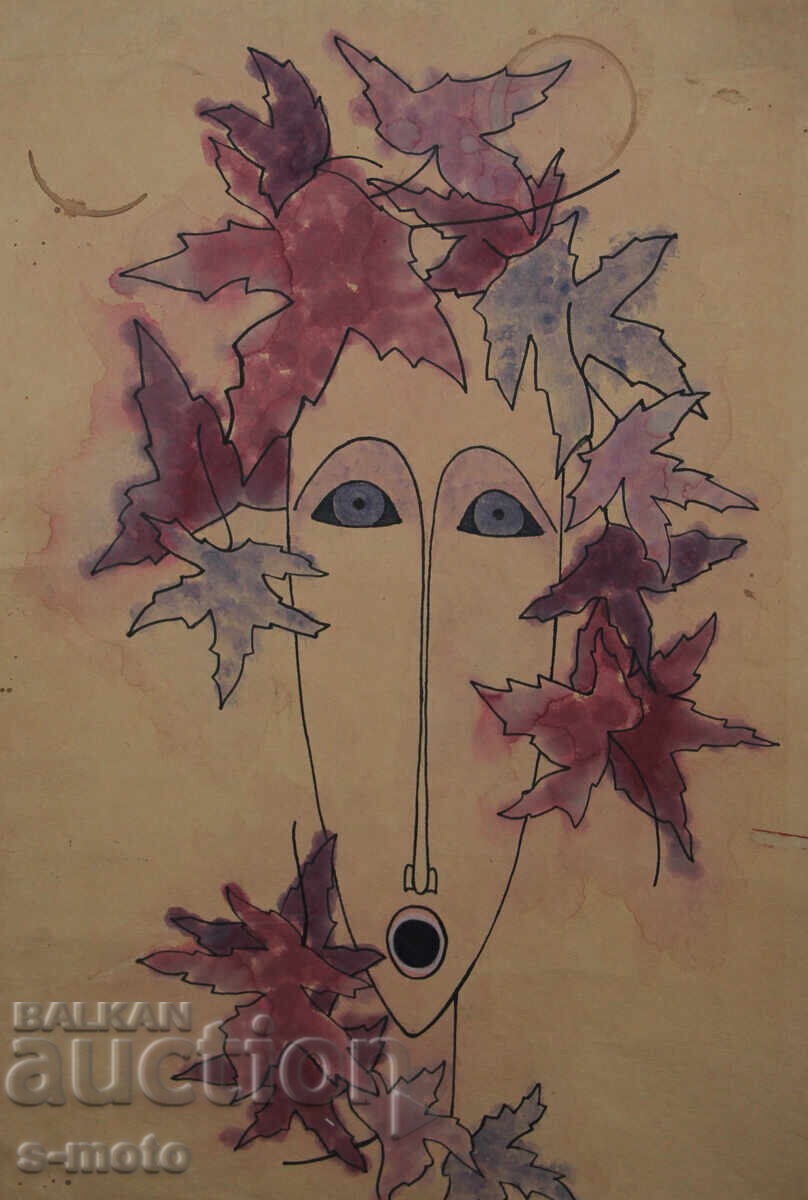 Old painting ink / watercolor portrait with price 250.00 BGN | € 127.82