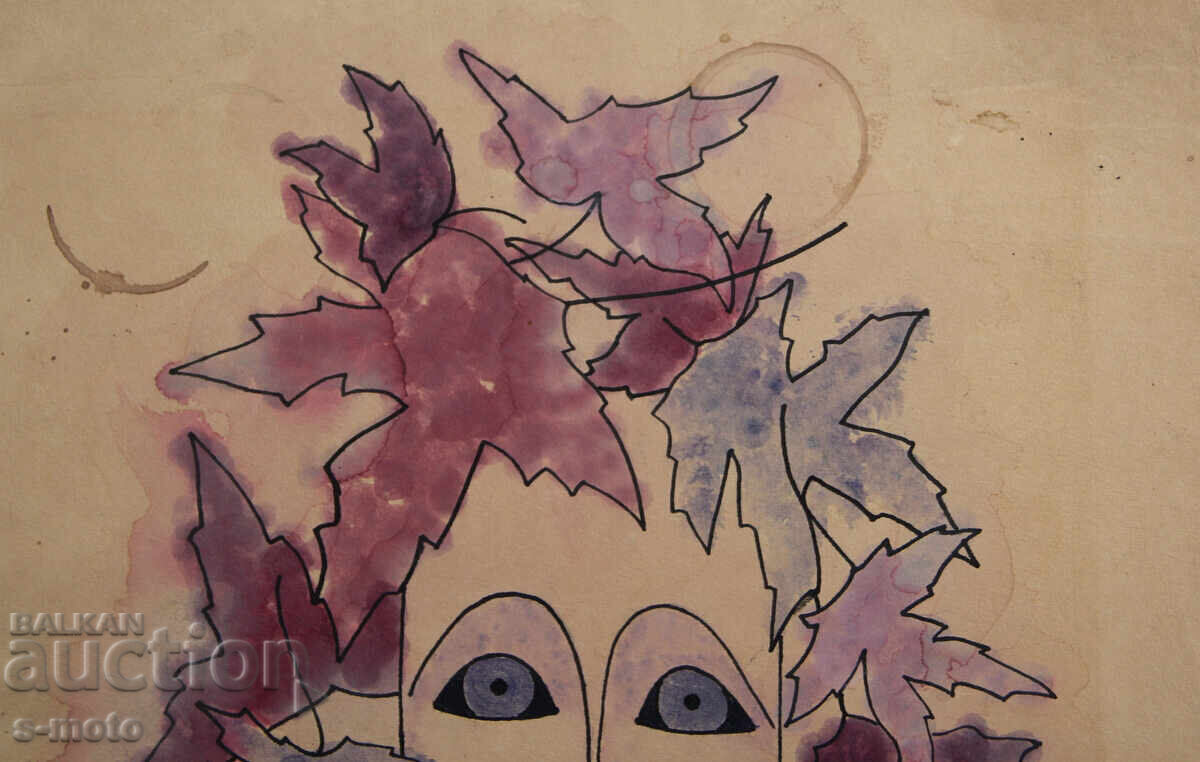 Delivery of Old painting ink / watercolor portrait