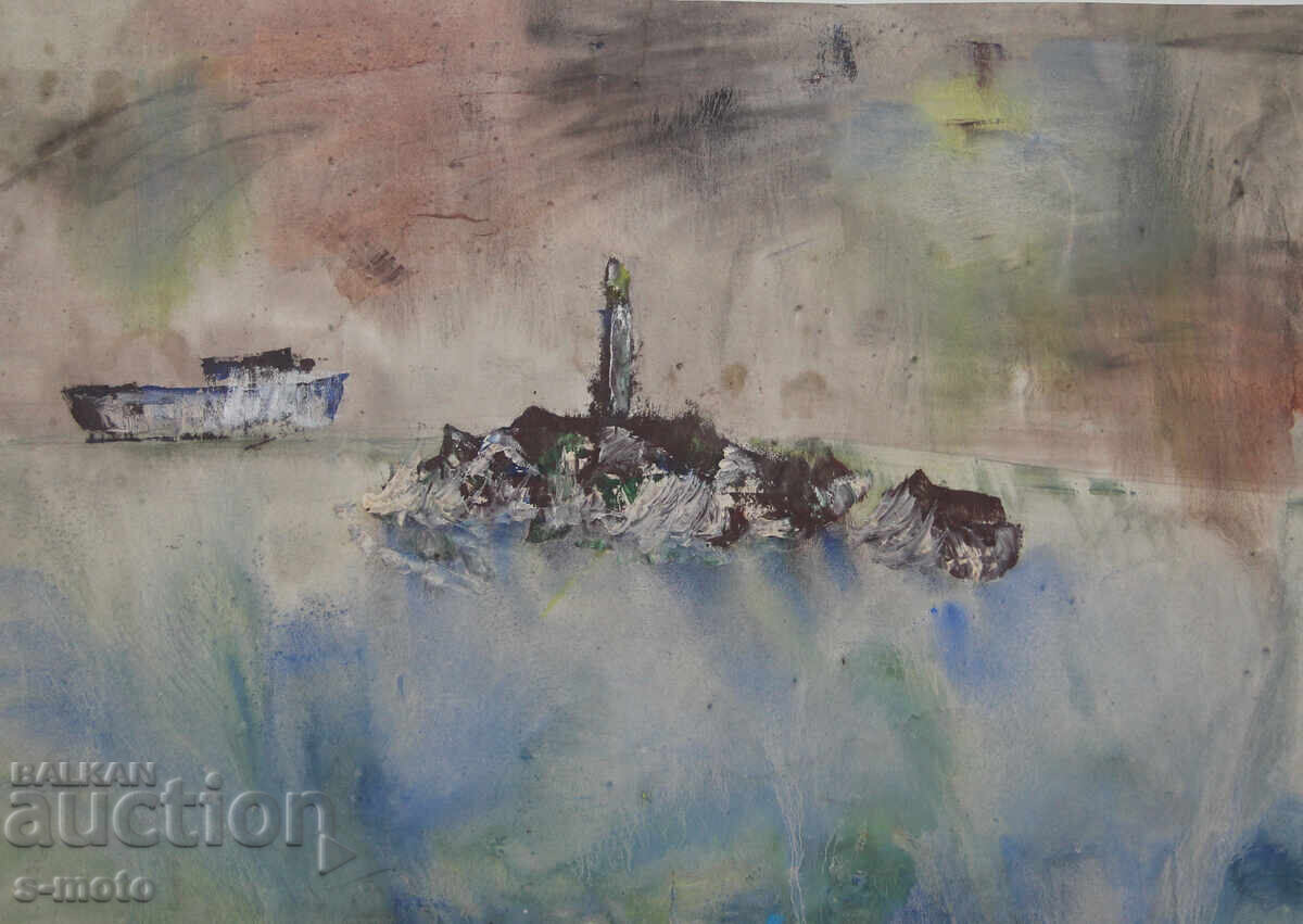 Tablou cu tempera, peisaj marin cu preț 300.00 BGN | € 153.39