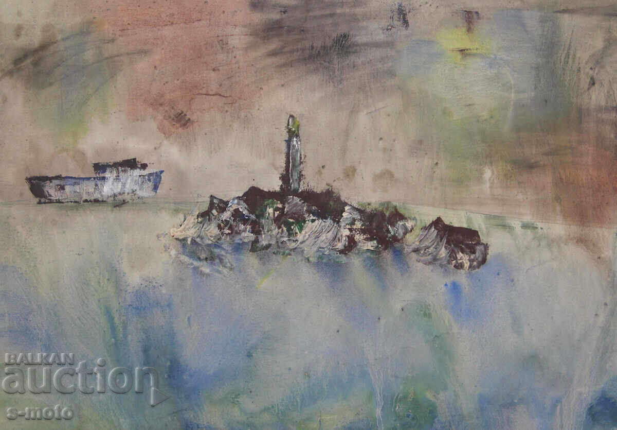 Livrarea Tablou cu tempera, peisaj marin