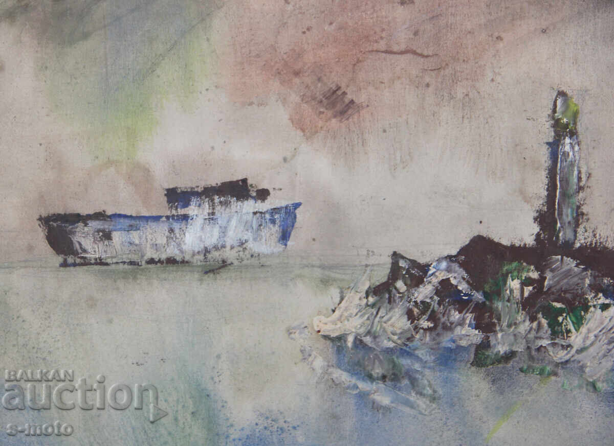 Tablou cu tempera, peisaj marin - 5