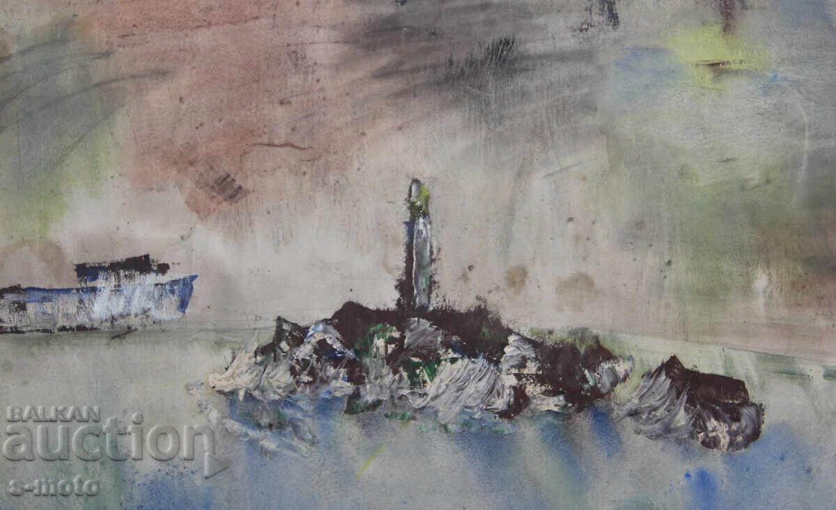 Tablou cu tempera, peisaj marin - 6