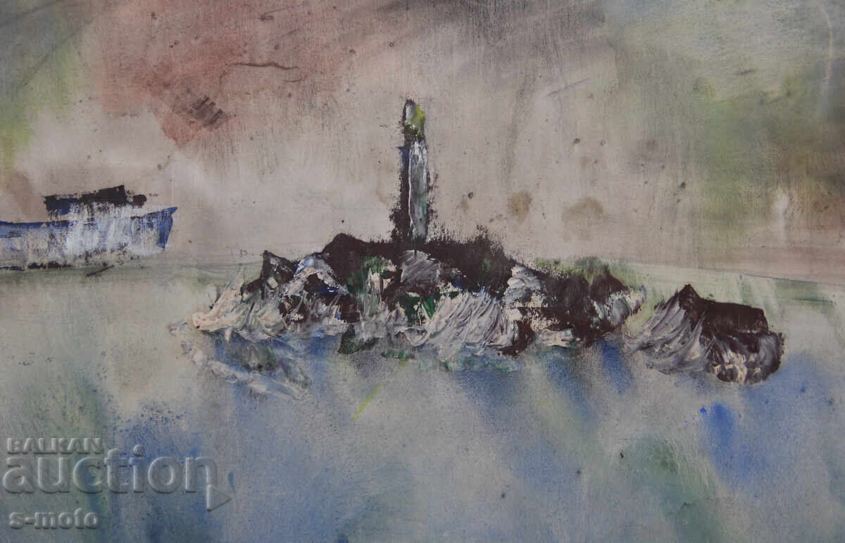 Tablou cu tempera, peisaj marin - 7