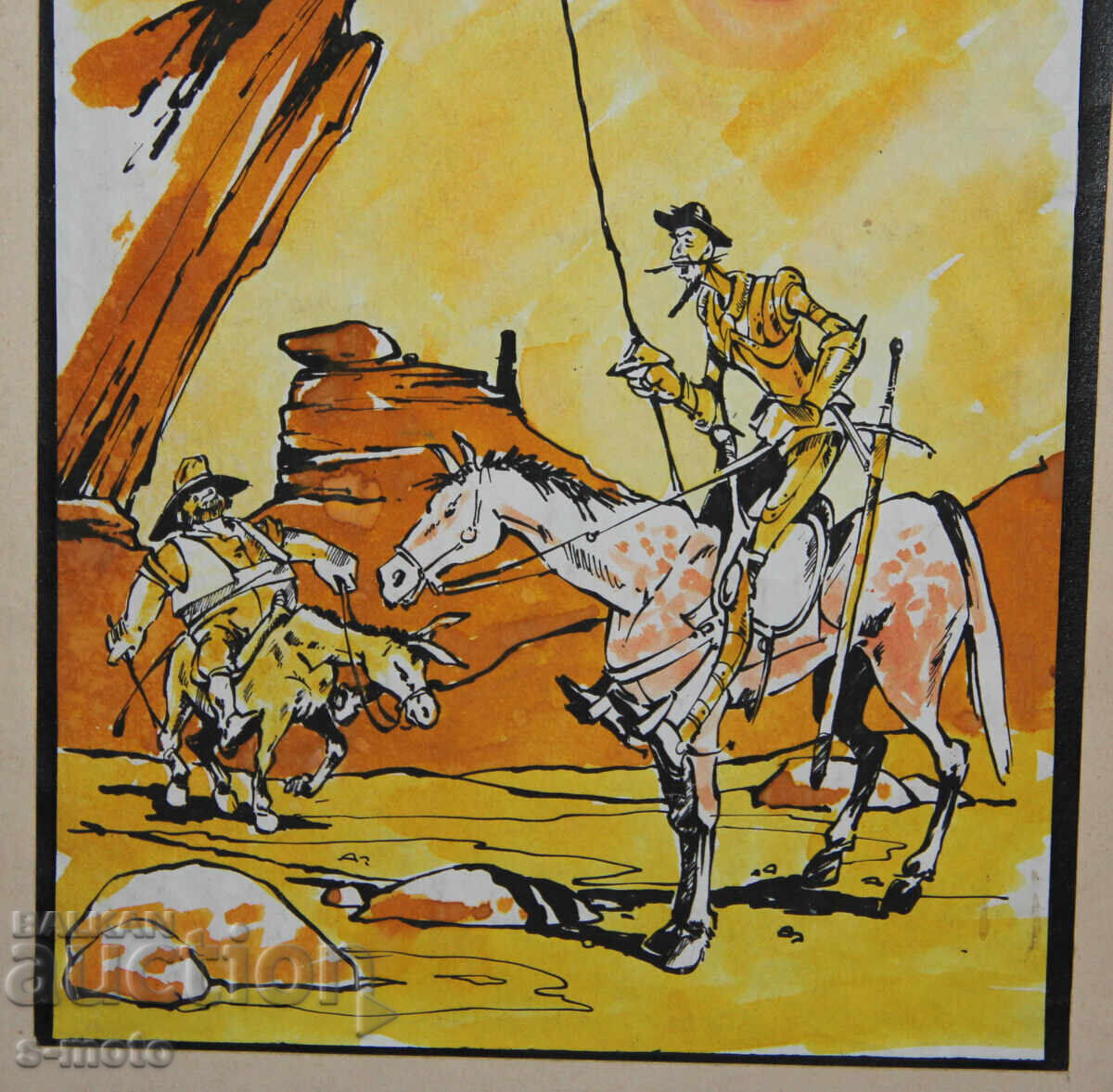 Рисунка акварел/туш илюстрация Дон Кихот - 5 Рисунка акварел/туш илюстрация Дон Кихот - 5