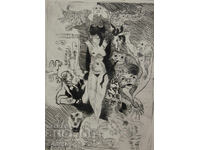 Γραφικά, ξηρή χάραξη, γυμνό σώμα, αφαίρεση