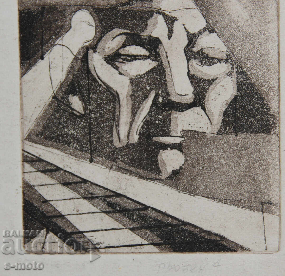 Graphics, lithography, abstract portrait - 6