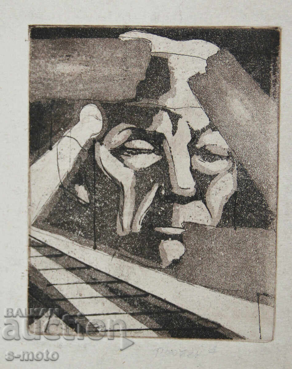 Graphics, lithography, abstract portrait