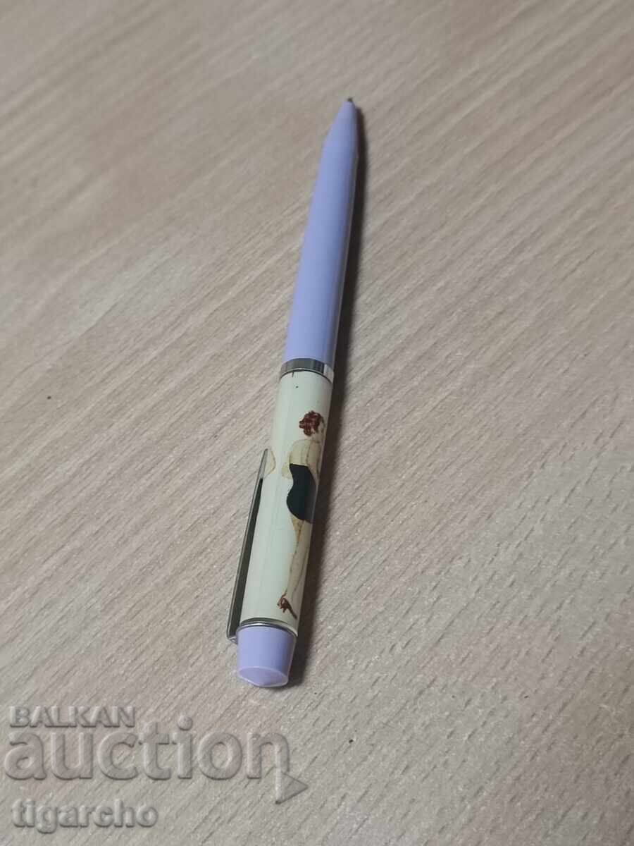 Auction  Retro pen with a stripping woman