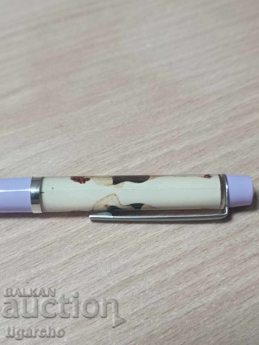Retro pen with a stripping woman - 5