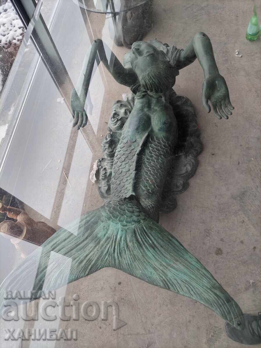 MASĂ UNICĂ DIN BRONZ. SIRENA ESTE DIN BRONZ PATINAT - 7