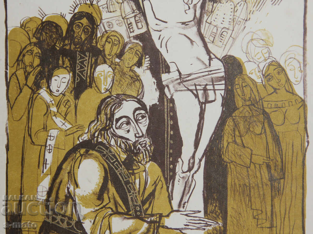 Old graphic, lithograph, illustration The Holy Crucifixion - 6
