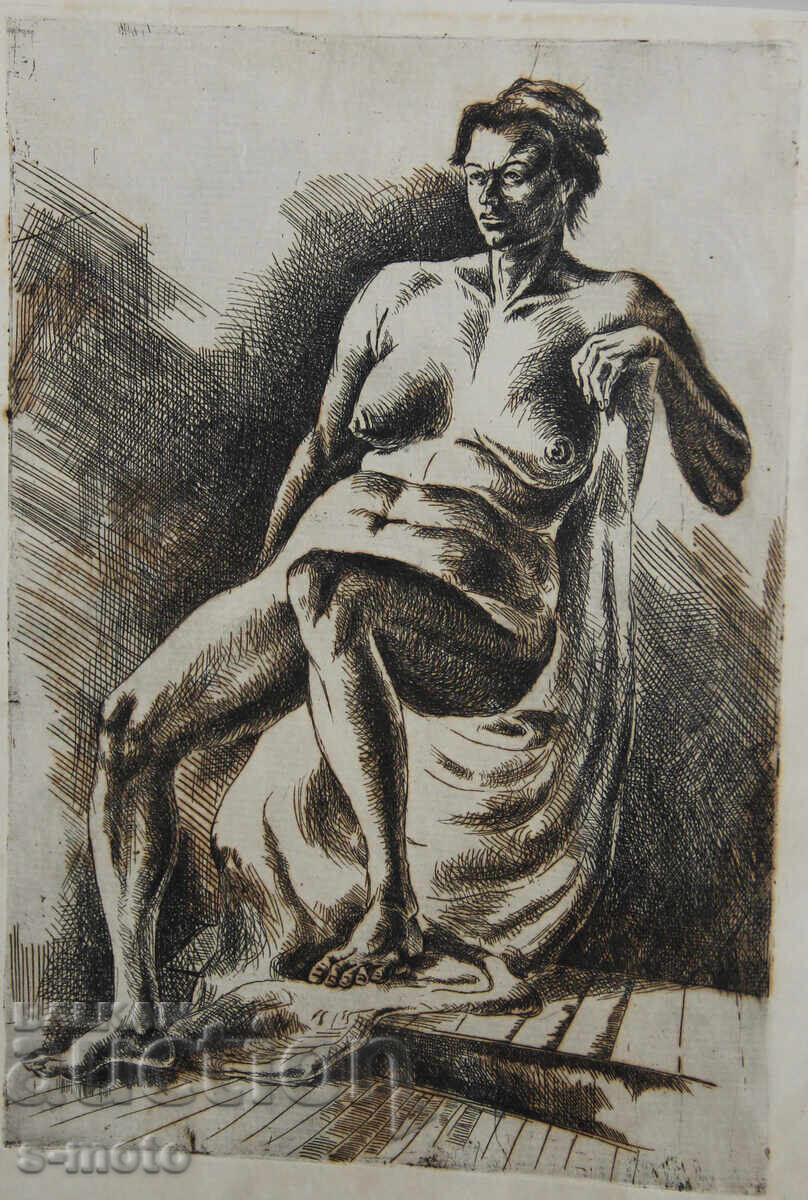 Γραφικά, ξηρή χάραξη, γυμνό σώμα, πορτρέτο με τιμή 180.00 BGN | € 92.03