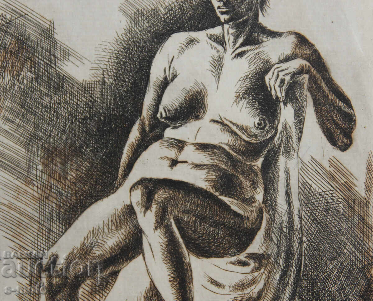 Γραφικά, ξηρή χάραξη, γυμνό σώμα, πορτρέτο - 5