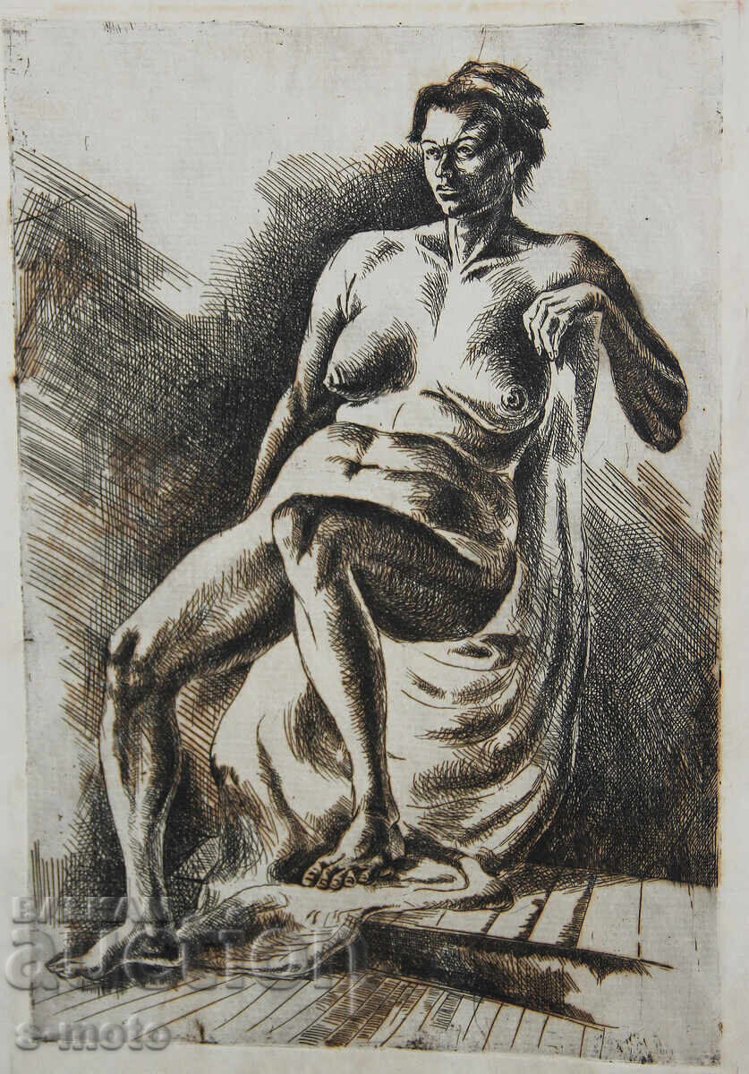 Γραφικά, ξηρή χάραξη, γυμνό σώμα, πορτρέτο