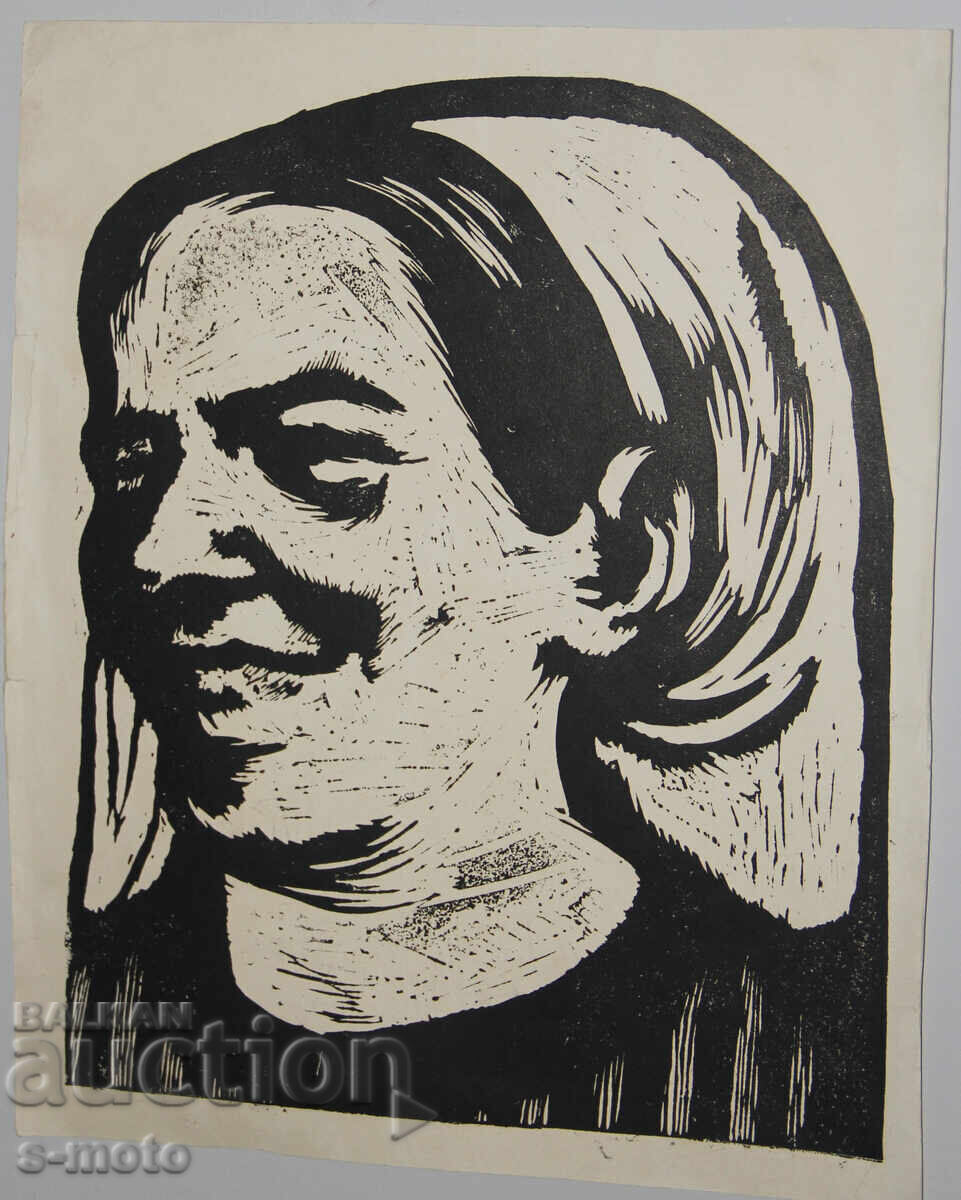 Παράδοση Γραφικά, λινογραφία, γυναικείο πορτρέτο
