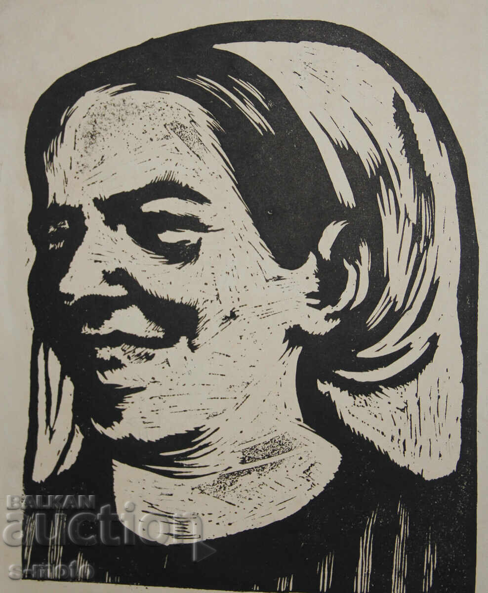 Γραφικά, λινογραφία, γυναικείο πορτρέτο