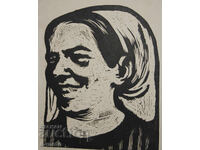 Γραφικά, λινογραφία, γυναικείο πορτρέτο