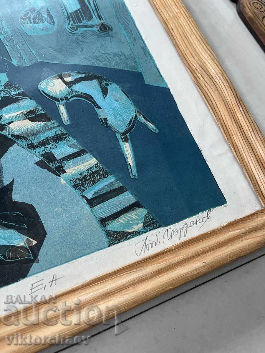 Lyubomir Ĭordanov μεγάλη γραφική - “Εστία” πίνακας λιθογραφία με τιμή 350.00 BGN | € 178.95