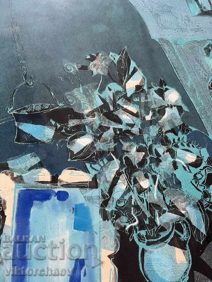 Παράδοση Lyubomir Ĭordanov μεγάλη γραφική - “Εστία” πίνακας λιθογραφία