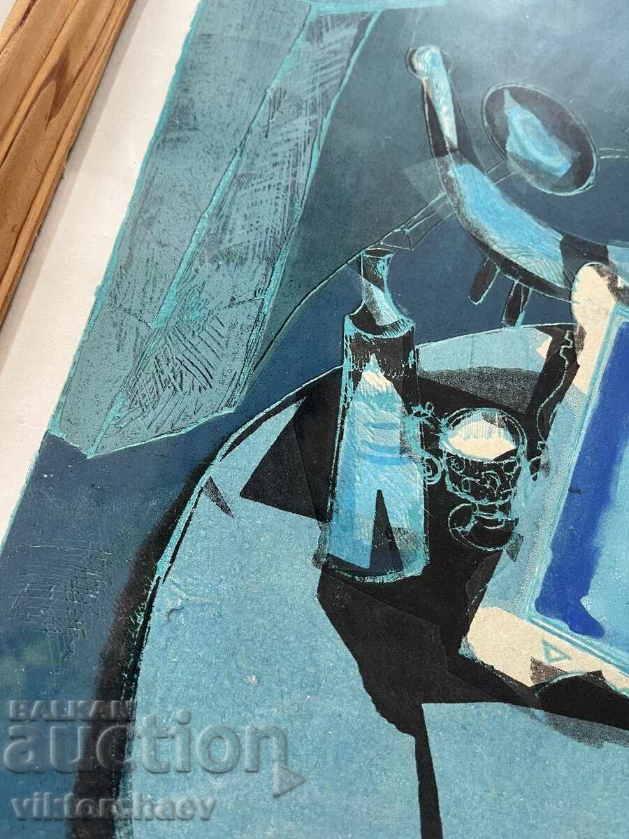 Lyubomir Ĭordanov μεγάλη γραφική - “Εστία” πίνακας λιθογραφία - 5