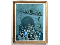 Lyubomir Yordanov large graphic - "Hearth" painting lithograph