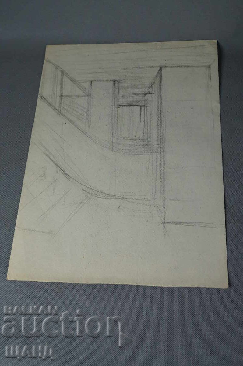 Old Master drawing, pencil, erotic, nude body with price 5.00 BGN | € 2.56