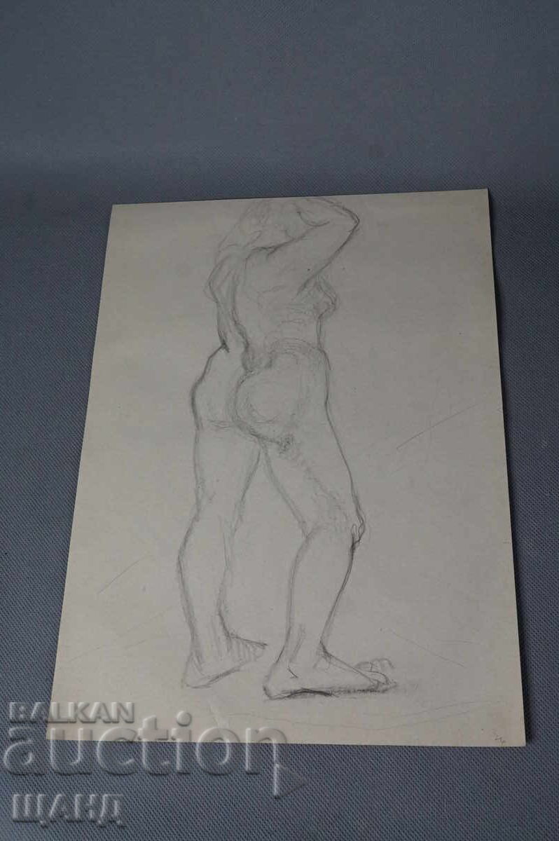 Old Master drawing, pencil, erotic, nude body