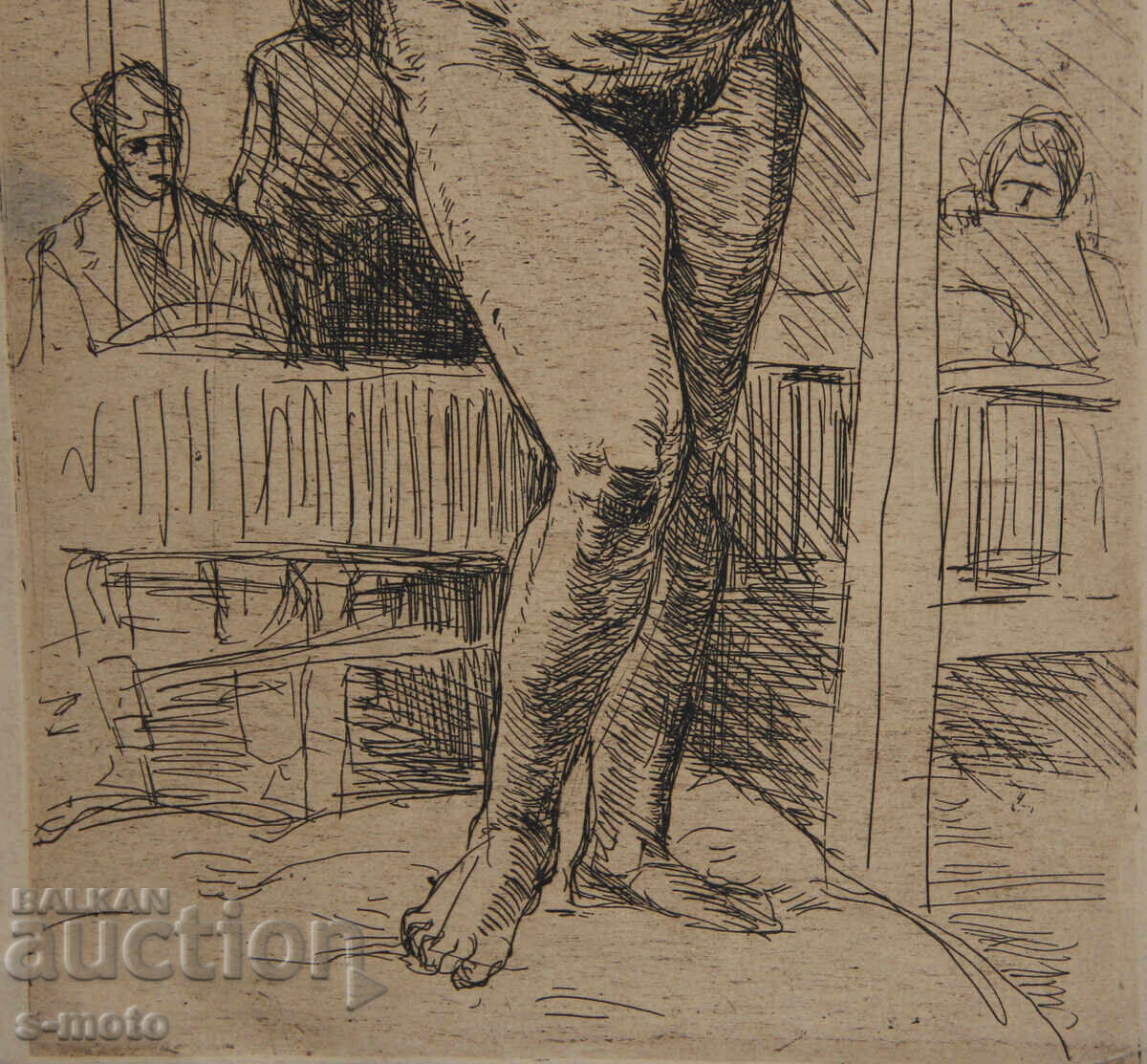 Παλιά χαρακτική, ξηρή βελόνα, γυμνό σώμα, πορτρέτο - 7