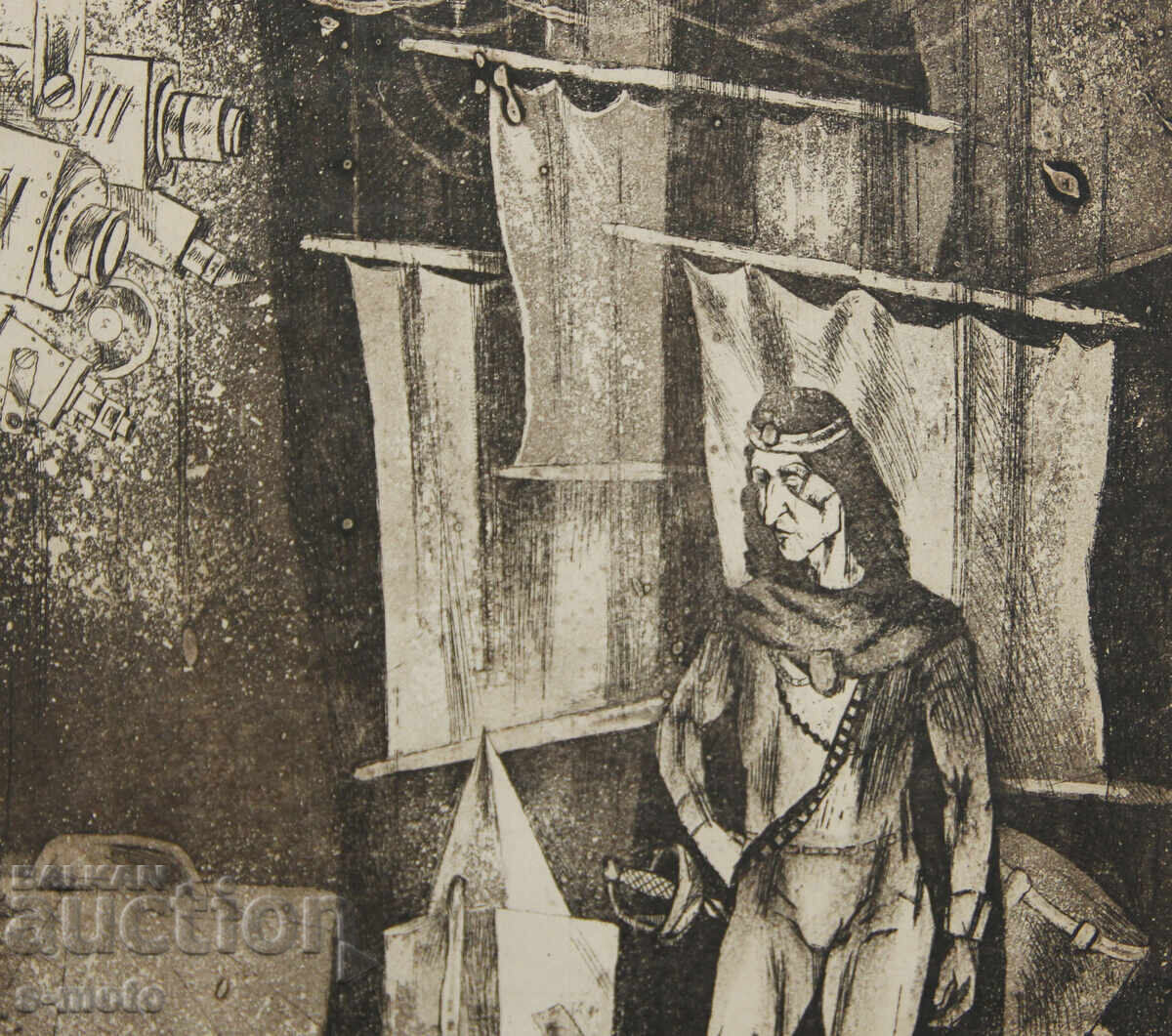 Доставка на Графика, смесена техника, "Театрална сцена" Доставка на Графика, смесена техника, "Театрална сцена"