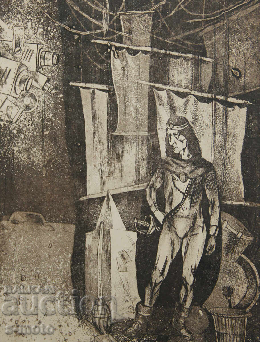 Графика, смесена техника, "Театрална сцена" Графика, смесена техника, "Театрална сцена"