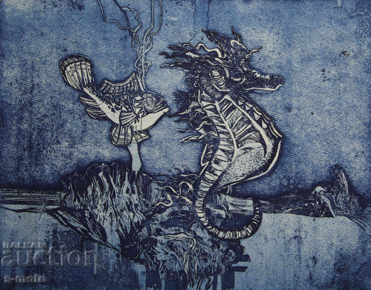 Γραφικά, μικτή τεχνική "Θαλάσσιος κόσμος" με τιμή 180.00 BGN | € 92.03