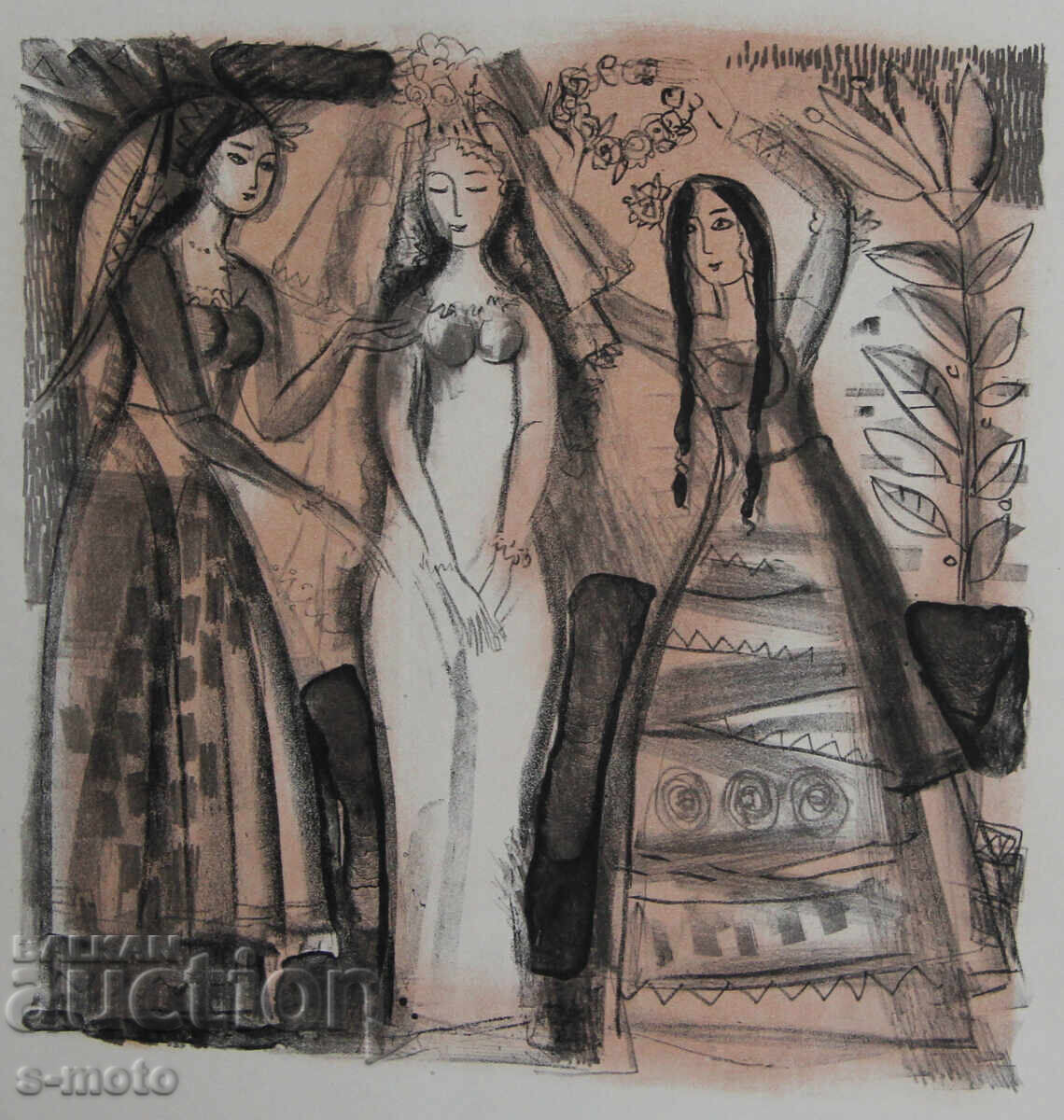 Graphics, lithograph, illustration "Ritual" with price 150.00 BGN | € 76.69 Graphics, lithograph, illustration "Ritual" with price 150.00 BGN | € 76.69