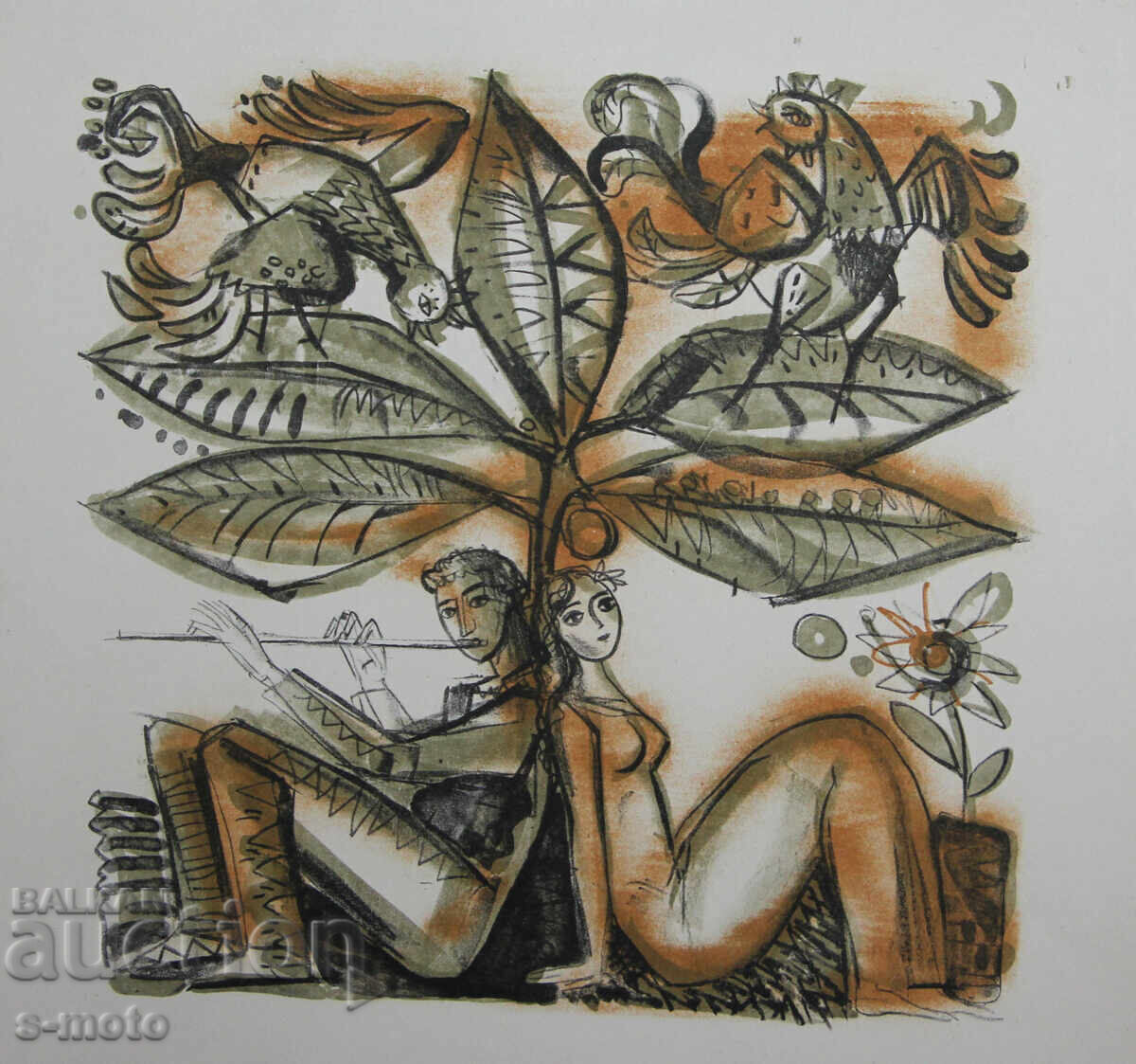 Graphics, lithograph, illustration "He and She" with price 150.00 BGN | € 76.69 Graphics, lithograph, illustration "He and She" with price 150.00 BGN | € 76.69