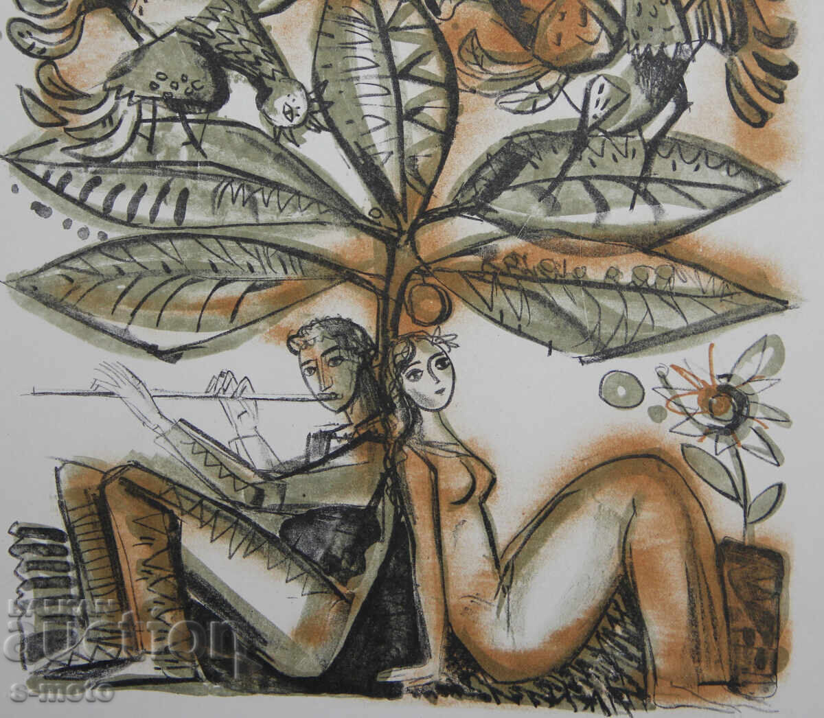 Graphics, lithograph, illustration "He and She" - 6 Graphics, lithograph, illustration "He and She" - 6