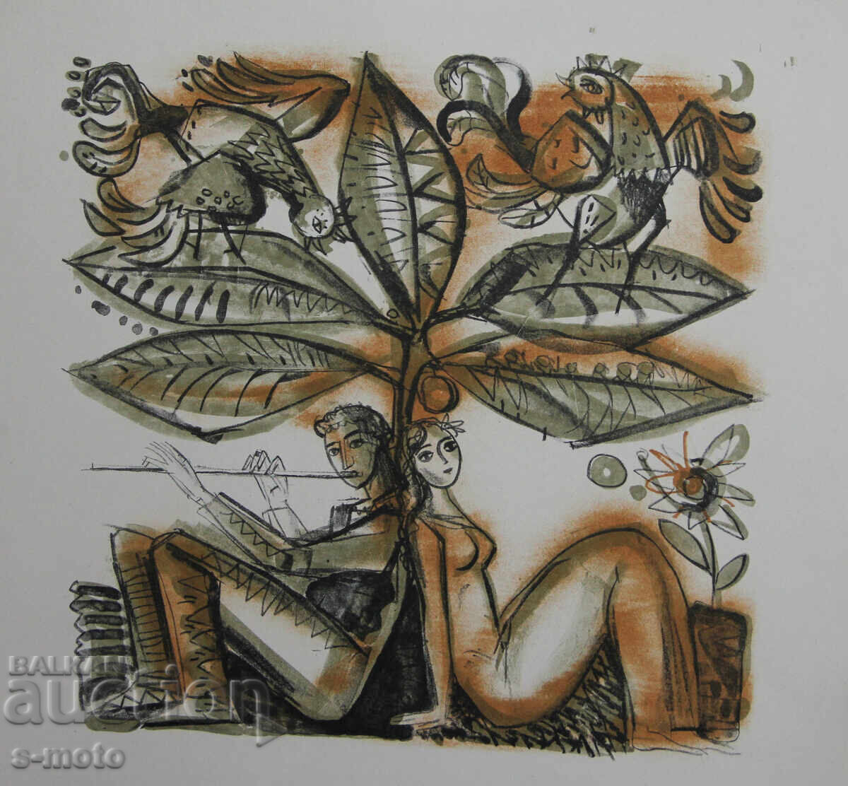 Graphics, lithograph, illustration "He and She" Graphics, lithograph, illustration "He and She"