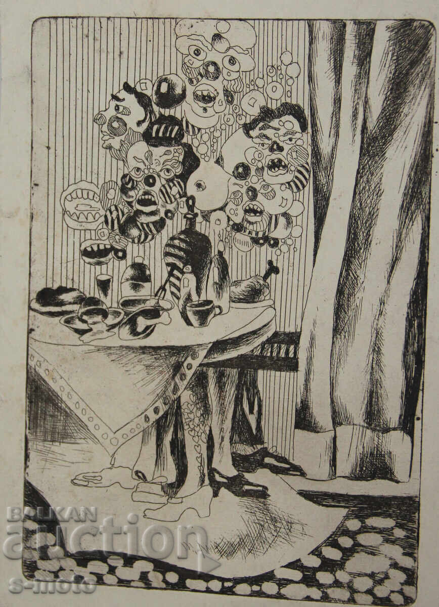 Γραφικά, ξηρή χάραξη, αφηρημένη σύνθεση